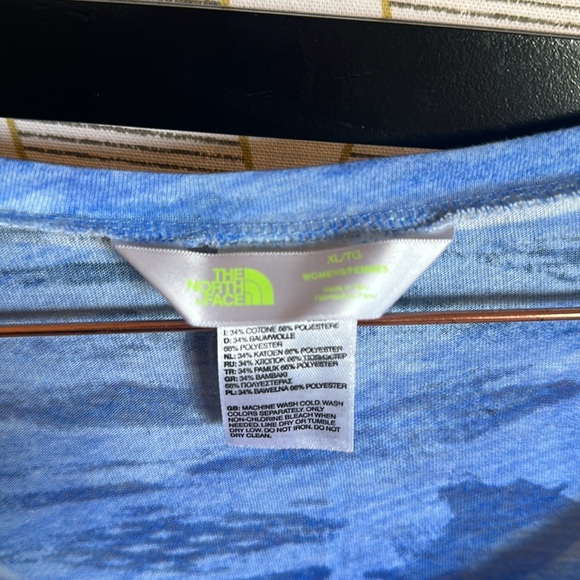 The North Face Blue Burnout Abstract Long Sleeve Pull On Tee / T Shirt Top. - Picture 11 of 12